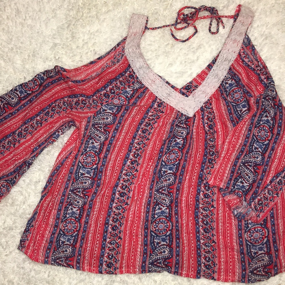 Cold Shoulder Three-Quarter Sleeve Hollister Shirt